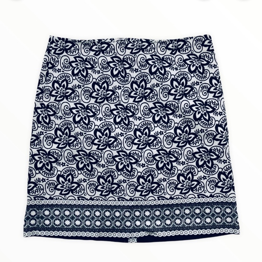 Geoffrey Beene Sport Black White Graphic Floral Stretch Cotton Mini Skirt Size 8